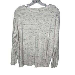 Pure Jill Marled Knit Long Sleeve Shirt Womens Size L Cream Black Shirtyail Tee